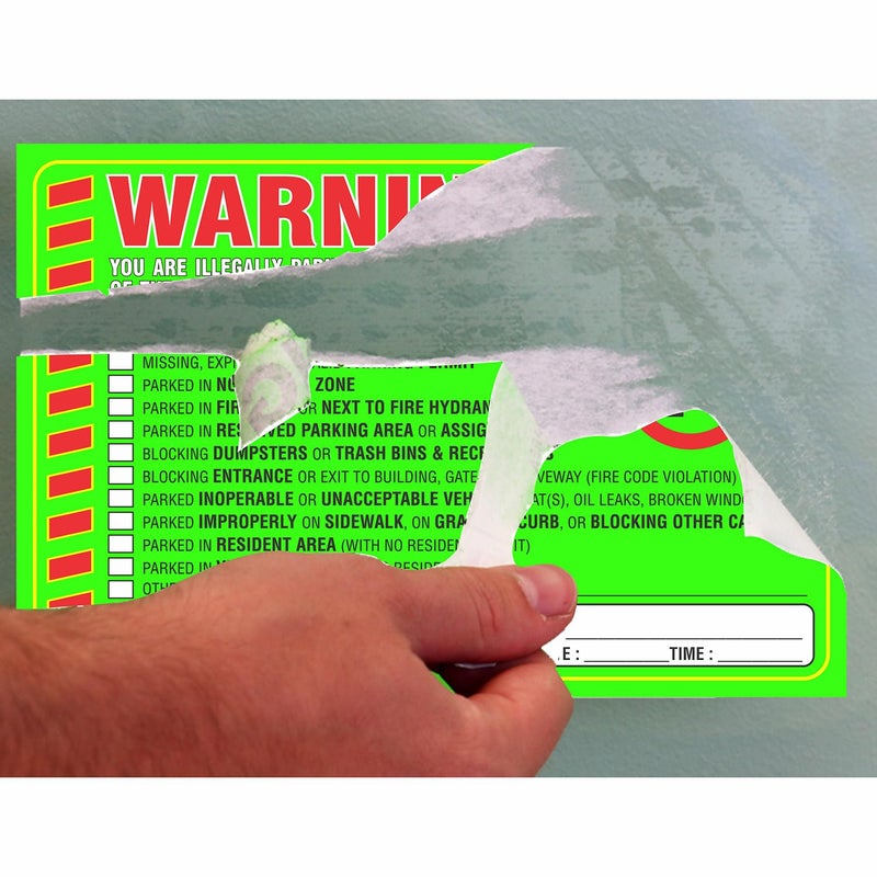 PARTH IMPEX Parking Violation Stickers Notice (Pack of 50) Tow Warning You are Illegally Parked Multi Reasons - Large Size 6" X 9" â€“ Green - Image 3